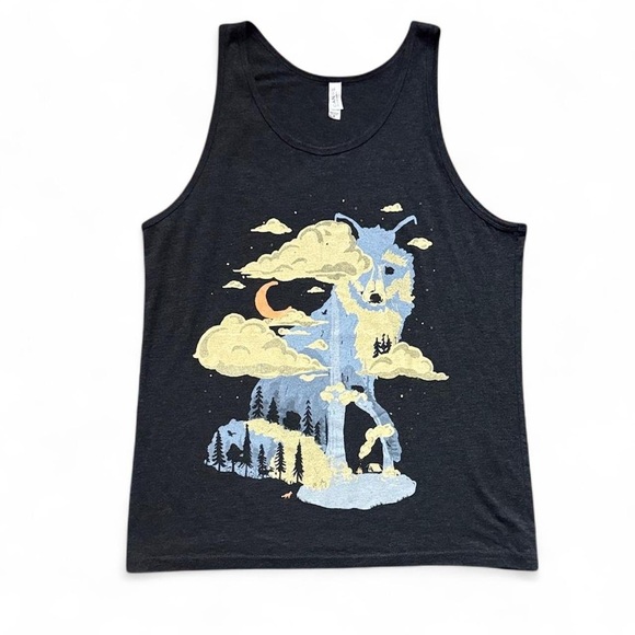 Threadless Other - NEW Threadless Bella+Canvas Heather Grey Wolf Forest Graphic Tank — MEDIUM